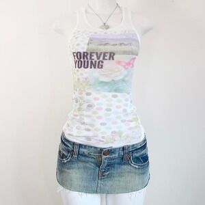 coquette y2k baby tee forever young butterfly rose tank